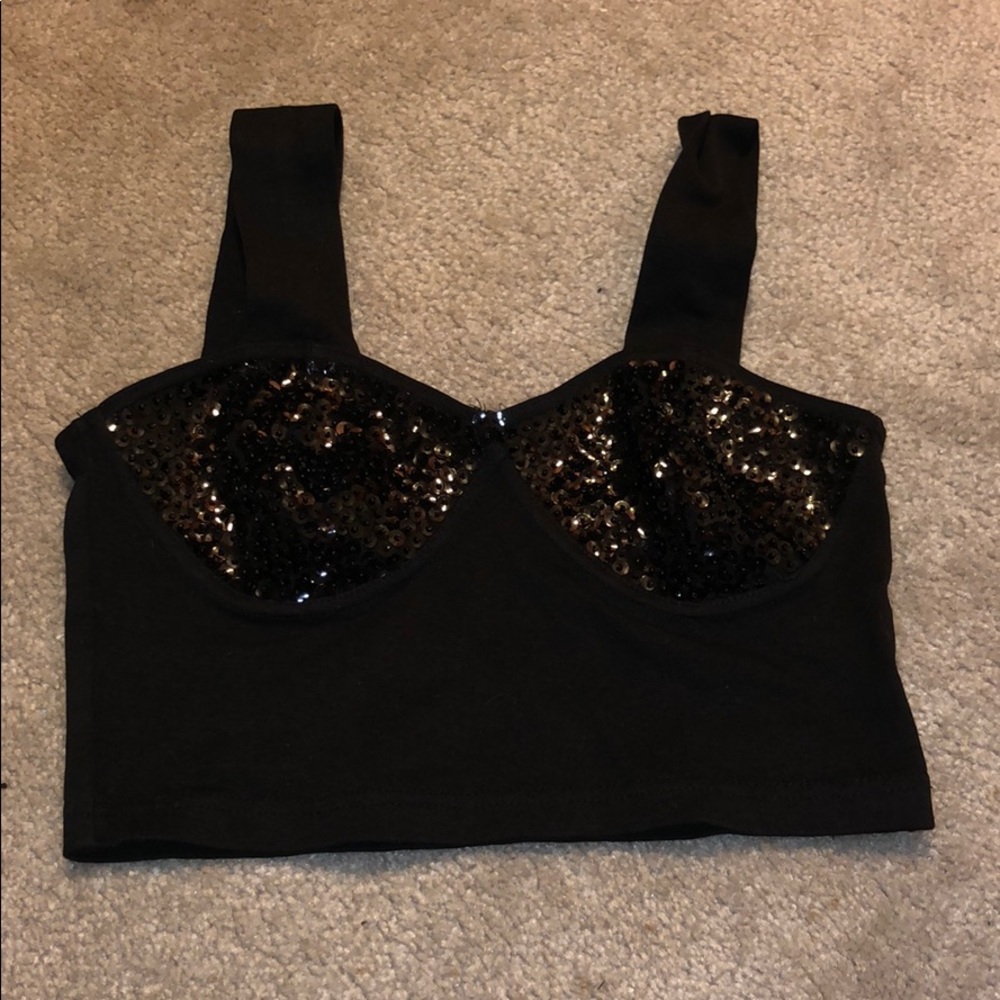 Black crop top w/sequins